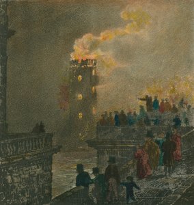 De brand vanaf Waterloo Bridge op 5 januari 1826 door English School