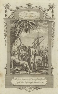 Het eerste interview van Christoffel Columbus met de inboorlingen van Amerika door English School