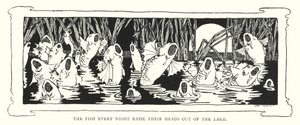 De vissen steken elke nacht hun hoofden uit het meer (gravure)