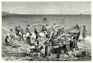 De vissers van Mentone (gravure) door English School