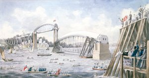 Het drijven van de laatste overspanning van de Royal Albert Bridge, Saltash