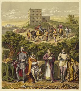 De vier Normandische koningen van Engeland; Koning Willem I, Koning Willem II, Koning Hendrik I, Koning Stefanus door English School