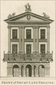 De voorkant van het Drury Lane Theatre, Londen