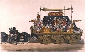 De Begrafeniswagen van de Hertog van Wellington (kleur litho)