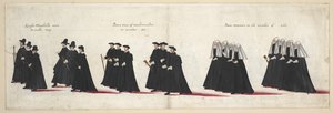 De begrafenisstoet van koningin Elizabeth I naar Westminster Abbey, 28 april 1603 door English School
