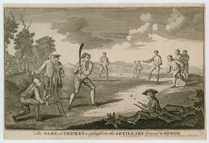 Het cricketspel zoals gespeeld op het Artillery Ground, Finsbury