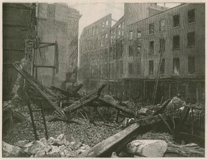 De grote brand in de Old Bailey, Londen door English School