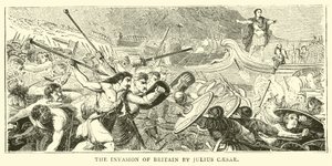 De invasie van Brittannië door Julius Caesar door English School