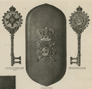 De sleutel gebruikt door de koningin bij de inauguratie van het Imperial Institute
