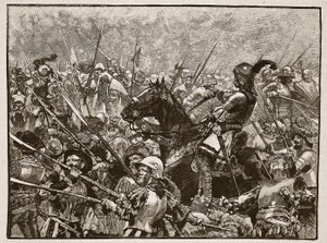 De laatste stand van Schwarz en zijn Duitsers, illustratie uit Cassells Geïllustreerde Geschiedenis van Engeland door English School