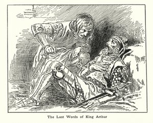 De laatste woorden van koning Arthur (litho) door English School