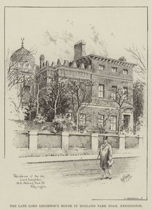 Het huis van de wijlen Lord Leighton in Holland Park Road, Kensington (gravure) door English School