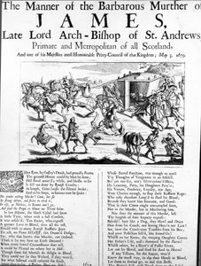 De manier van de barbaarse moord op James, wijlen aartsbisschop van St. Andrews, primaat en metropoliet van heel Schotland, 1679 door English School