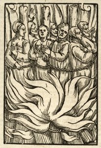 Het martelaarschap van vele slachtoffers (gravure)