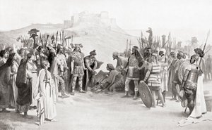 De ontmoeting van Hannibal met de Ceutrones, een Keltische stam van het oude Gallië, tijdens zijn oversteek van de Alpen in 218 v.Chr., uit Hutchinson