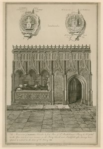 Het monument van Raherus, oprichter en eerste prior van St. Bartholomews Priory en Hospital in het jaar 1123 door English School