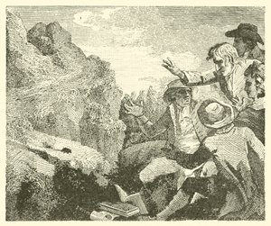 De bergen in arbeid (gravure) door English School