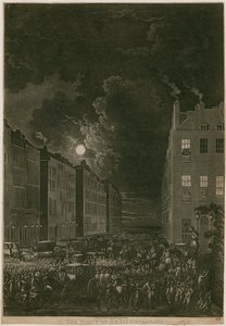 De nacht van een verlichting, 29 april 1802; Portman Square, Londen door English School