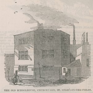 Het oude schoolgebouw in het kerkhof van St Giless-in-the-Field