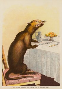De otter klom op de stoel en op de tafel door English School