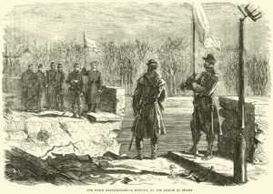 De vredesonderhandelingen, een bijeenkomst bij de brug van Sevres, oktober 1870