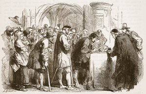 Het volk ondertekent het Verbond in de St. Giles kerk, Edinburgh, illustratie uit Cassells Geïllustreerde Geschiedenis van Engeland door English School