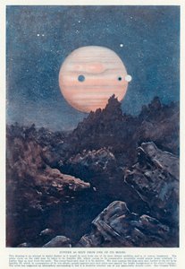 De planeet Jupiter gezien vanaf een van zijn manen