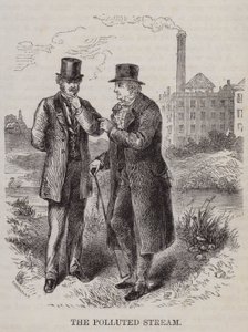 De vervuilde stroom - boer versus industrieel (gravure) door English School