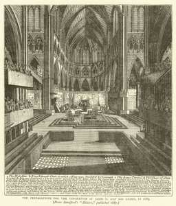 De voorbereidingen voor de kroning van James II en zijn koningin, in 1685, uit Sandford
