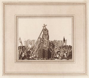 Het neerhalen van de Cheapside Cross op 2 mei 1643 door English School