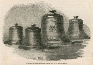 De kwartklokken voor de grote klok (Big Ben) bij de klokkentoren