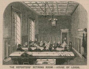 De terugtrekkamer van verslaggevers in het House of Lords door English School