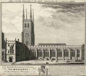 Het zuidelijke uitzicht op de kerk van St Sepulchre