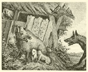 De zeug en de wolf (gravure) door English School