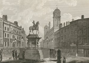 Het standbeeld van Karel I te paard door English School