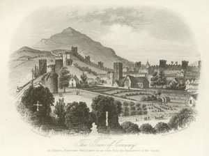 De stad Conwy, Noord-Wales door English School