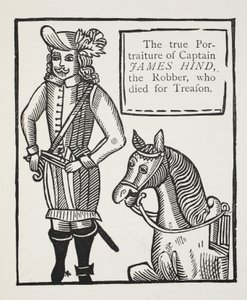 Het ware portret van kapitein James Hind, de rover, die stierf door verraad, illustratie uit Chap-books van de achttiende eeuw door John Ashton, uitgegeven 1882 door English School