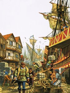 De wolhandel met het continent ging door ondanks de Rozenoorlogen door English School