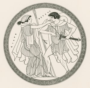Theseus en Aithra door Hibron (gravure) door English School