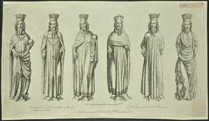 Drie standbeelden boven het Hof van King