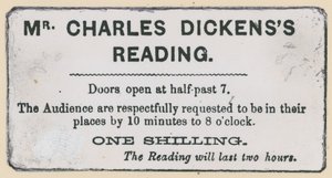 Ticket voor een lezing van Charles Dickens door English School