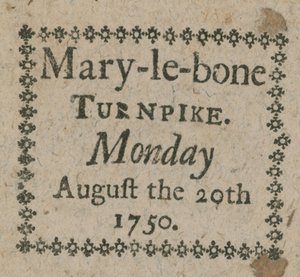 Ticket voor de Mary-le-Bone Tolpoort door English School