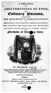 Titelpagina van A Treatise on Adulterations of Food and Culinary Poisons door Frederick Accum, gepubliceerd 1820