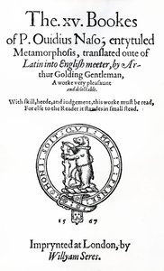 Titelpagina van XV boek van P. Ovidius Naso, getiteld Metamorphosis door English School