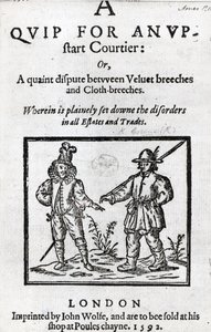 Titelpagina voor A Quip for an Upstart Courtier door Robert Greene, 1592 door English School