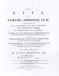 Titelpagina, uit Het leven van Samuel Johnson door James Boswell (1740-1795) door English School