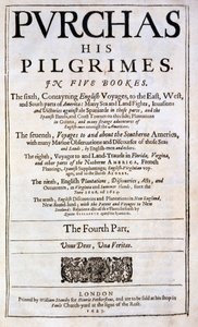 Titelpagina van Purchas zijn Pelgrims door Samuel Purchas, gepubliceerd in 1625 door English School