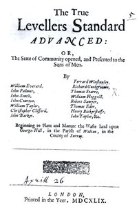 Titelpagina van The True Levellers Standard, gepubliceerd op 26 april 1649 door English School
