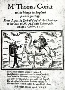 Titelpagina van Thomas Coryats postuum gedrukte verslag van zijn reizen in India, gepubliceerd in Londen, 1618