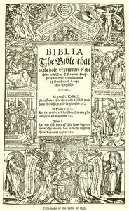 Titelpagina van de Bijbel van 1535 door English School